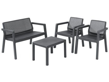 Set terasový Allibert EMILY, graphite, stôl, 2x kreslo, 1x dvojkreslo, podušky  + praktický pomocník k objednávke