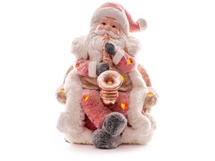 Dekorácia MagicHome Vianoce, Santa so saxafónom, LED, 3xAAA, 28x27x36 cm + praktický pomocník k objednávke