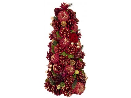 Stromček MagicHome Vianoce, ozdobený, prírodný, červeno-zlatý, 40 cm  + praktický pomocník k objednávke