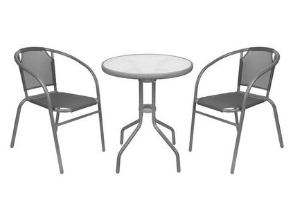 Set balkónový BRENDA, šedý, stôl 72x59 cm, 2x stolička 60x71 cm  + praktický pomocník k objednávke