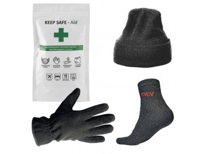 Darčekový set - KEEP SAFE dezinfekcia, čiapka, rukavice, ponožky + praktický pomocník k objednávke