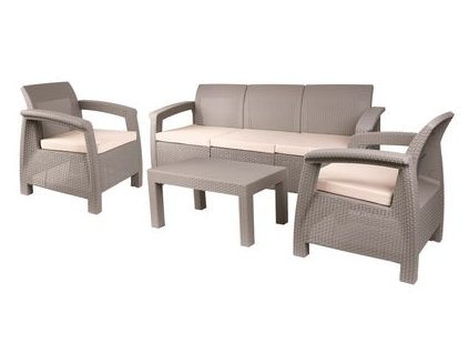 Set terasový BAHAMA, Capuccino, camel, stôl, kreslo 3+1+1  + praktický pomocník k objednávke
