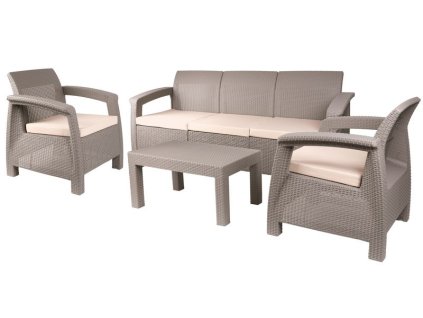 Set terasový BAHAMA, Capuccino, camel, stôl, kreslo 3+1+1  + praktický pomocník k objednávke