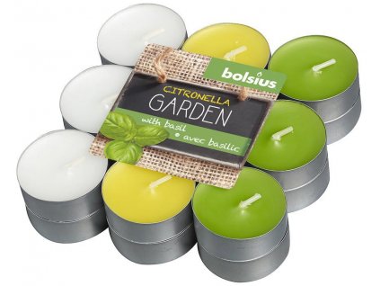 Sviečky Bolsius Tealight Citronella, repelentná, mix farieb, čajové, bazalka, bal. 18 ks  + praktický pomocník k objednávke