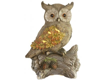 Dekorácia MagicHome Nature, Sova sediaca na kmeni, keramika, 31x21x42 cm  + praktický pomocník k objednávke