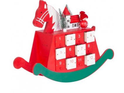 Dekorácia MagicHome Vianoce, Drevený adventný kalendár - koník, 2x LED, 2xAAA, 34,50x12x28 cm  + praktický pomocník k objednávke
