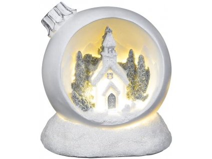 Dekorácia MagicHome Vianoce, Vianočná guľa, LED teplá biela, polyresin, 2xAAA, interiér, 10,50x9x11 cm, Sellbox 6 ks  + praktický pomocník k objednávke