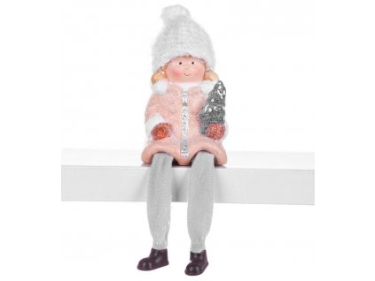 Postavička MagicHome Vianoce, Dievčatko sediace, terakota, 7,2x6,7x12 cm  + praktický pomocník k objednávke