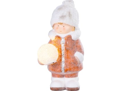 Postavička MagicHome Vianoce, Chlapček so snehovou guľou, 1 LED, 14x13x25 cm  + praktický pomocník k objednávke