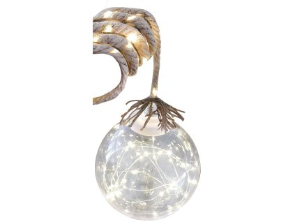 Dekorácia MagicHome Vianoce Balldeco, guľa na lane, 50x mLED teplá biela, 3xAA, IP20, interiér, osvetlenie, L-0,50 m  + praktický pomocník k objednávke