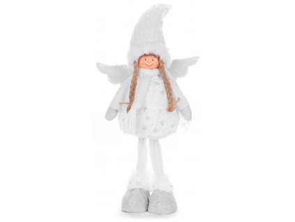Postavička MagicHome Vianoce, Anjelik s krídlami, látkový, biely, 23x13x54 cm  + praktický pomocník k objednávke