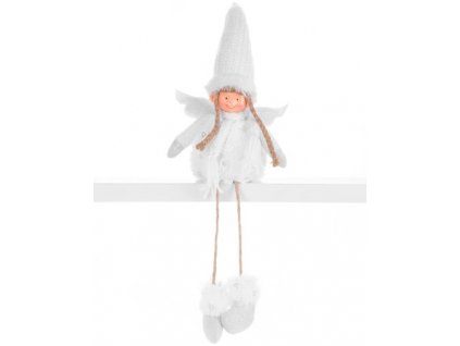 Postavička MagicHome Vianoce, Anjelik s krídlami, látkový, biely, 17,50x10x52 cm  + praktický pomocník k objednávke