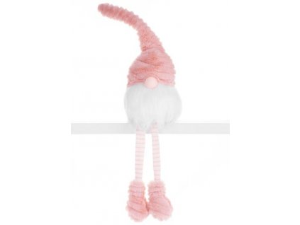 Postavička MagicHome Vianoce, Škriatok s dlhými nohami, látkový, ružovo-biely, 14,50x13,50x42 cm  + praktický pomocník k objednávke