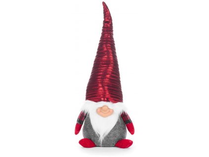 Postavička MagicHome Vianoce, Škriatok s krátkymi nohami, látkový, červeno-sivý, 21x16x46 cm  + praktický pomocník k objednávke