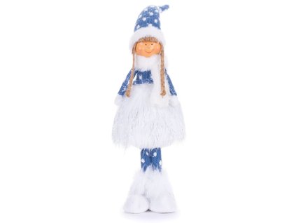 Postavička MagicHome Vianoce, Dievčatko s hustou sukňou, látkové, modro-sivé, 14x11x51 cm  + praktický pomocník k objednávke