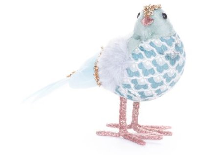 Vtáčik MagicHome Vianoce, modrý, 20x8x14 cm, páperový  + praktický pomocník k objednávke