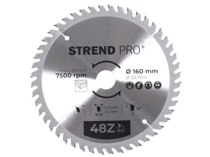 Kotúč Strend Pro TCT 160x2.2x20/16 mm 48T, na drevo, pílový, SK plátky  + praktický pomocník k objednávke