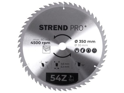 Kotúč Strend Pro TCT 350x3.6x30 mm 54Z, na drevo, pílový, SK plátky  + praktický pomocník k objednávke