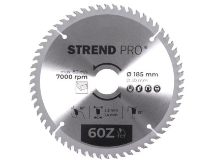 Kotúč Strend Pro TCT 185x2.2x30/20 mm 60T, na drevo, pílový, SK plátky  + praktický pomocník k objednávke