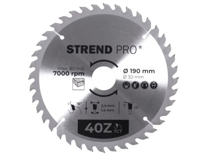 Kotúč Strend Pro TCT 190x2.4x30/20 mm 40T, na drevo, pílový, SK plátky  + praktický pomocník k objednávke