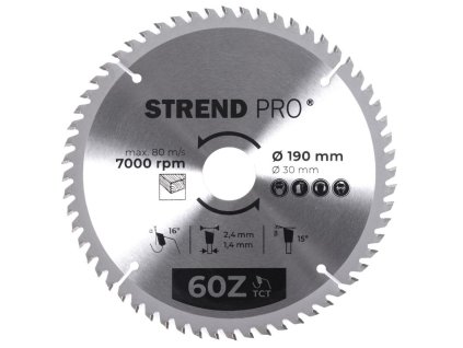 Kotúč Strend Pro TCT 190x2.4x30/20 mm 60T, na drevo, pílový, SK plátky  + praktický pomocník k objednávke