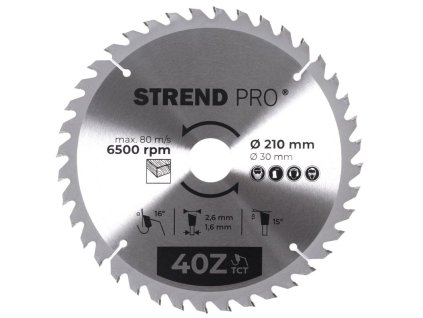 Kotúč Strend Pro TCT 210x2.6x30/20 mm 40T, na drevo, pílový, SK plátky  + praktický pomocník k objednávke