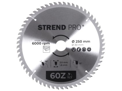Kotúč Strend Pro TCT 250x3.0x30/20 mm 60T, na drevo, pílový, SK plátky  + praktický pomocník k objednávke