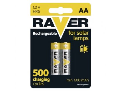 Batéria RAVER SOLAR HR6, nabíjateľná batéria, 600 mAh, bal. 2 ks, AA tužka  + praktický pomocník k objednávke