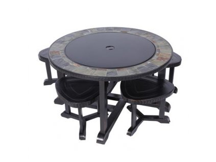Gril a Ohnisko Strend Pro Grill, kovové, 4 stoličky, 3 v 1, 105x75 cm, uhlie, záhradné  + praktický pomocník k objednávke