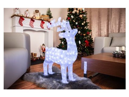 Dekorácia MagicHome Vianoce, Jeleň, sob, 160x LED studená biela, akryl, IP44, exteriér, 52x24x74 cm  + praktický pomocník k objednávke