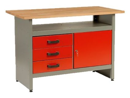 Stôl 1 US, pracovný, oceľový plech, 3x zásuvka, 1215 x 610 x 800 mm  + praktický pomocník k objednávke