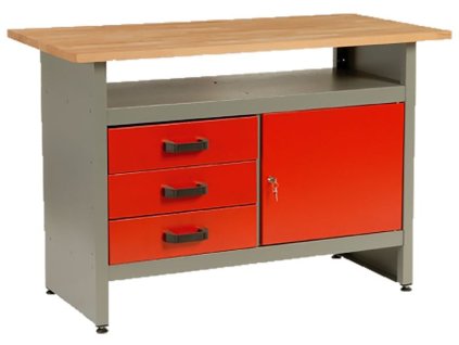 Stôl 1 US, pracovný, oceľový plech, 3x zásuvka, 1215 x 610 x 800 mm  + praktický pomocník k objednávke