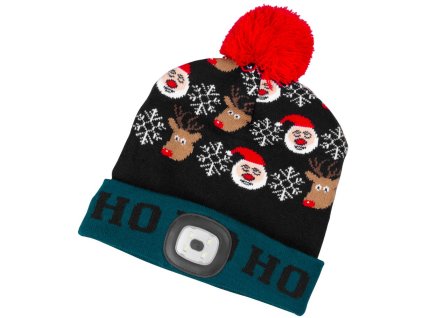 Čiapka Strend Pro X-mas Ho-Ho, zeleno-čierna L, 4x SMD LED, USB nabíjanie  + praktický pomocník k objednávke