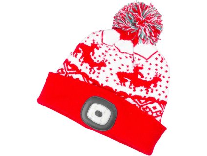 Čiapka Strend Pro X-mas kid červená M, 4x SMD LED, USB nabíjanie  + praktický pomocník k objednávke