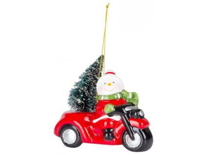 Dekorácia MagicHome Vianoce, Snehuliak v aute, LED, terakota, 12,5x6x11,8 cm  + praktický pomocník k objednávke