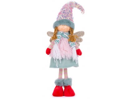 Postavička MagicHome Vianoce, Anjelik dievčatko s červenými topánkami, ružovo-zelený, 17x10x64 cm  + praktický pomocník k objednávke