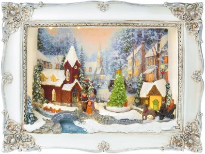 Dekorácia MagicHome Vianoce, Vianočný obraz, LED, 3D, 3xAA, interiér, 28,5x8,2x21,2 cm  + praktický pomocník k objednávke