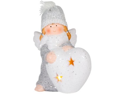 Postavička MagicHome Vianoce, Anjelik so srdcom, LED, terakota, 12x10x15 cm  + praktický pomocník k objednávke