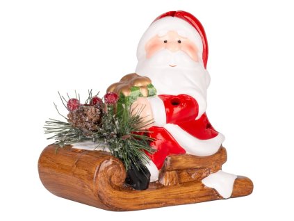 Dekorácia MagicHome Vianoce, Santa na saniach, LED, terakota, 12,6x8,5x11,5 cm  + praktický pomocník k objednávke