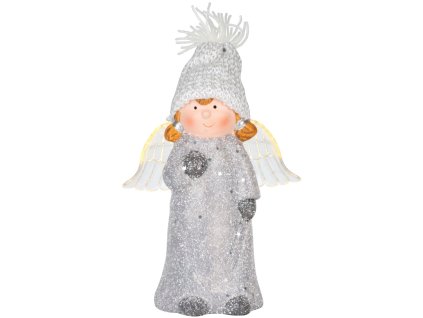 Postavička MagicHome Vianoce, Anjelik s priesvitnými krídlami, LED, terakota, 10,5x6,5x14 cm  + praktický pomocník k objednávke