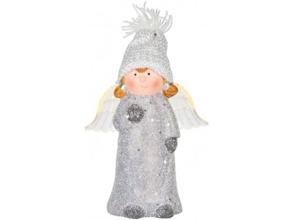 Postavička MagicHome Vianoce, Anjelik s priesvitnými krídlami, LED, terakota, 10,5x6,5x14 cm  + praktický pomocník k objednávke