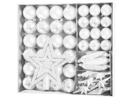 Gule MagicHome Vianoce, sada, 50 ks, 4-5 cm, biele, hviezda, girlanda, šiška, na vianočný stromček  + praktický pomocník k objednávke