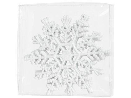 Ozdoba MagicHome Vianoce, 6 ks, snehová vločka, biela, na vianočný stromček, 12 cm  + praktický pomocník k objednávke