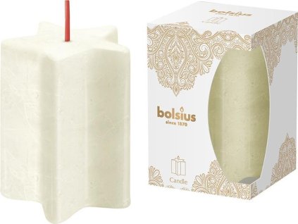 Sviečka Bolsius Pillar, Vianoce, Star Golden Lace, tvar hviezdy, 100x70 mm  + praktický pomocník k objednávke