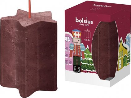 Sviečka Bolsius Pillar, Vianočná, Star Luskáčik, tvar hviezdy, 100x70 mm  + praktický pomocník k objednávke