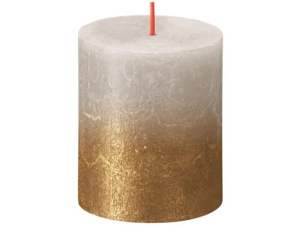 Sviečka Bolsius Rustic, valcová, Vianoce, Sunset Sandy Grey+ Gold, 80/68 mm  + praktický pomocník k objednávke