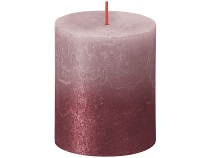 Sviečka Bolsius Rustic, valcová, Vianoce, Sunset Ash Rose+ Red, 80/68 mm  + praktický pomocník k objednávke