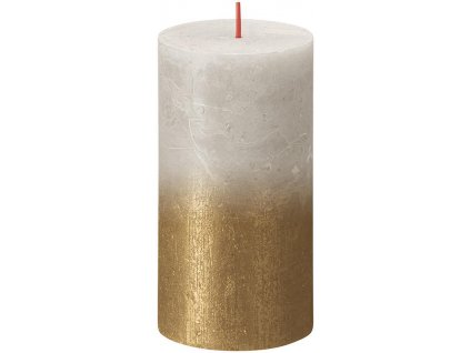 Sviečka Bolsius Rustic, valcová, vianočná, Sunset Sandy Grey+ Gold, 130/68 mm  + praktický pomocník k objednávke