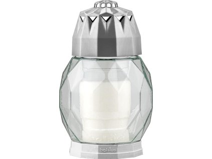 Kahanec Bolsius 2D Diamond Trasp, strieborný, na hrob, s náplňou 24 h  + praktický pomocník k objednávke