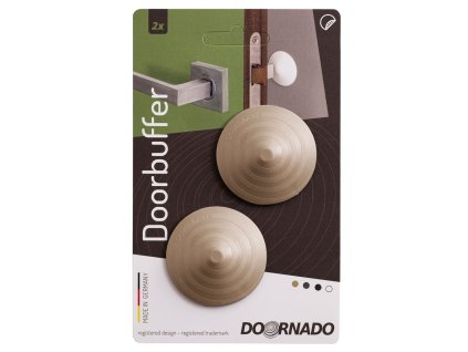 Zarážka na kľučku DOORBUFFER, samolepiaca, doraz na stenu, plastová, za dvere, dverová, béžová, bal. 2ks  + praktický pomocník k objednávke